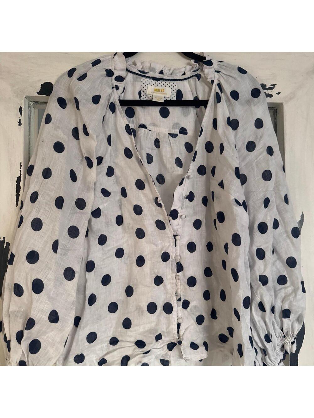Maeve The Audie Puff Sleeve Linen Blouse size M - Picture 3 of 4